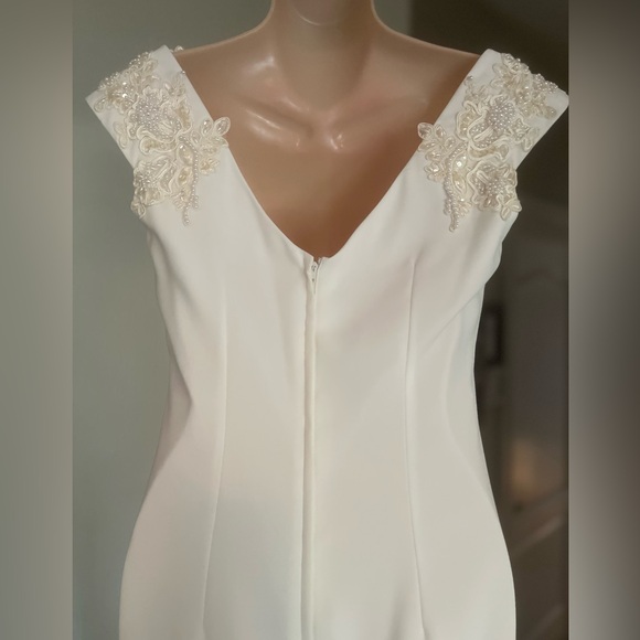 Alfred Angelo VTG 80’s 90’s Beaded Ivory Column Wedding Event Dress & Jacket 6 - Picture 6 of 16